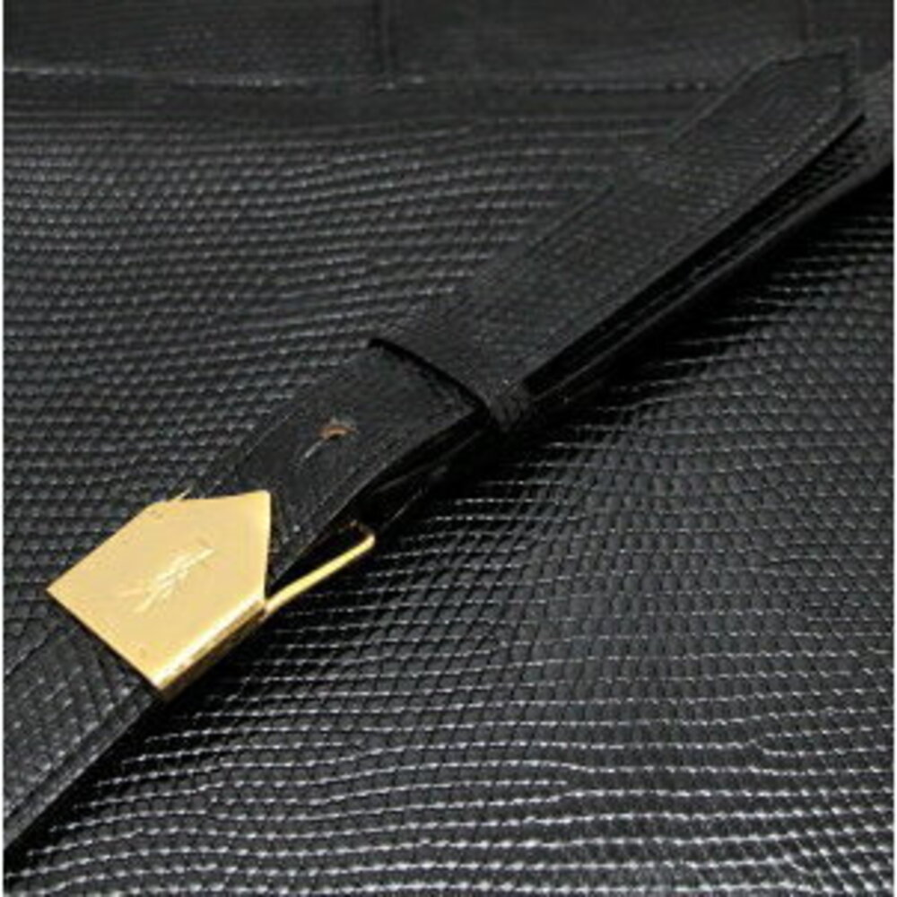 SAINT LAURENT Yves Shoulder Bag Black Lizard Embossed - Picture 6 of 6